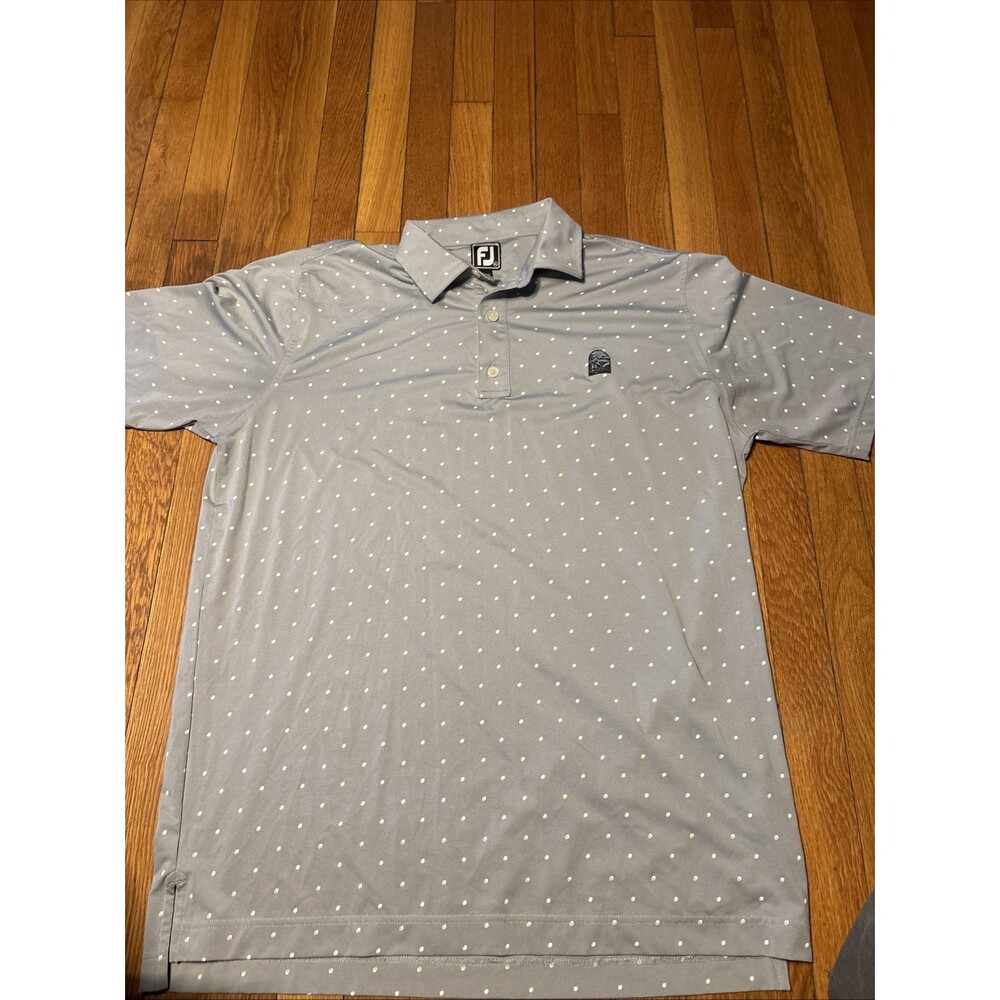 FootJoy Shirt Mens XL Short Sleeve Polo Grey Pola dot Performance Stretch Logo